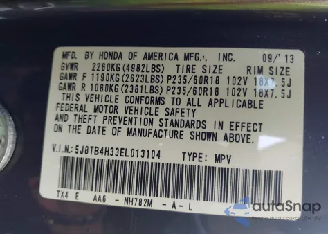 2014 Acura Rdx from USA, damaged, VIN 5J8TB4H33EL013104